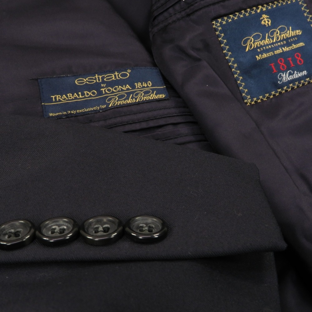 Brooks Brothers 1818 Blazer Jacket 46L Madison Navy Blue Estrato Made in USA ***